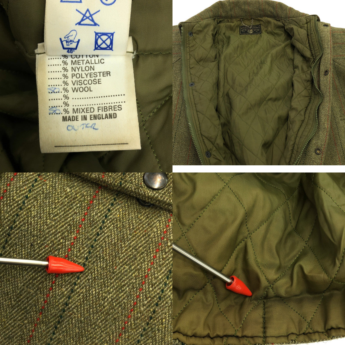 VINTAGE / Vintage clothing | Wathen Gardiner / Leather-trimmed tweed overcoat / Fully quilted lining | XL | Khaki | Men's
