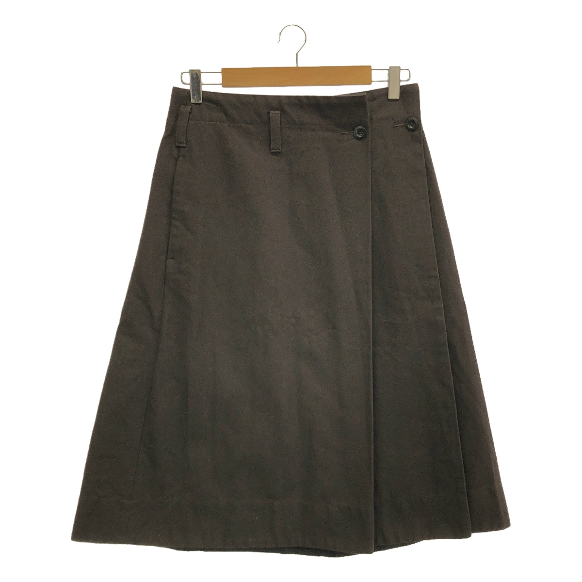 MHL. / 엠에이치엘 마가렛 하웰 | COTTON WOOL DRILL SKIRT 랩 스커트 | 1 | 브라운 | 여성