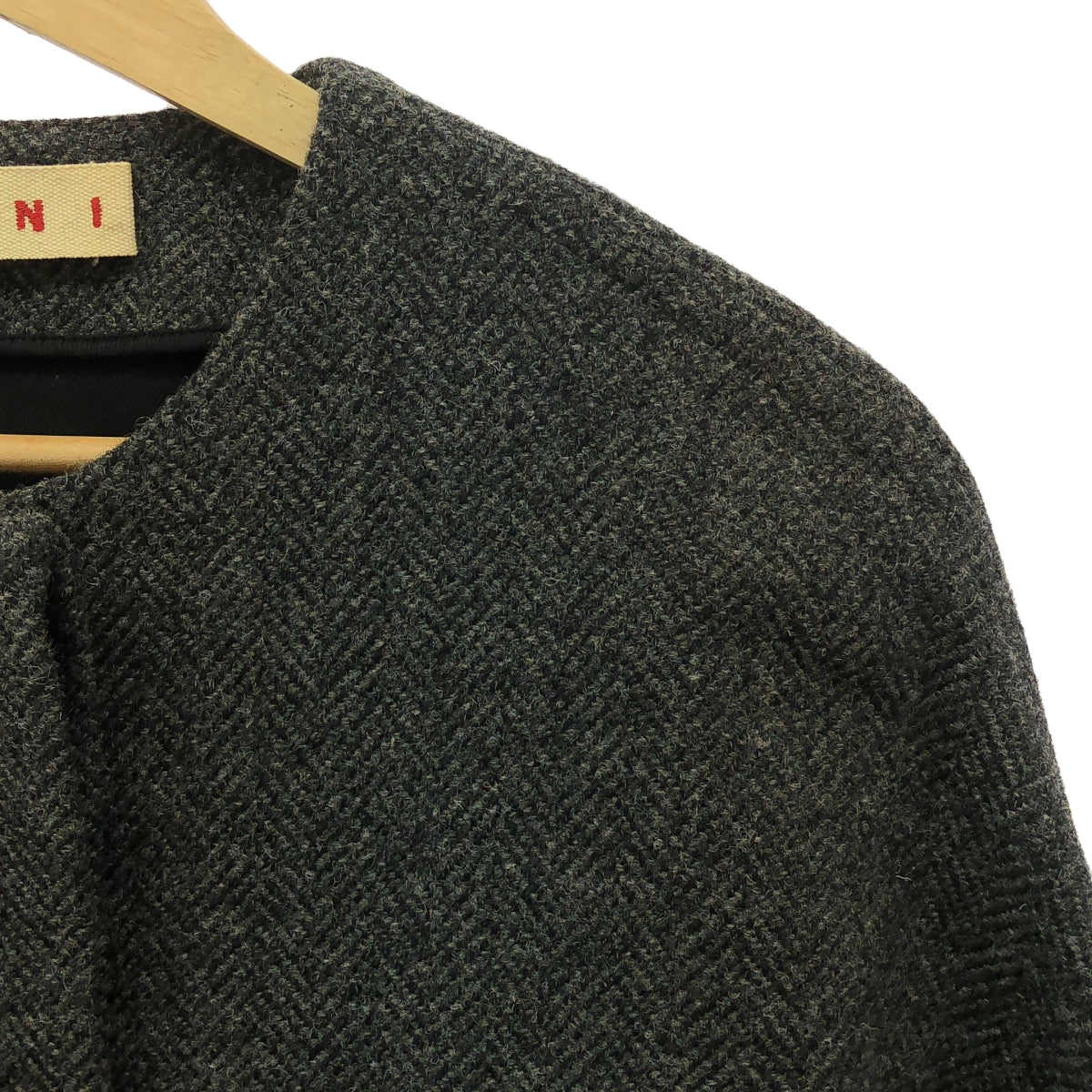 MARNI | Wool herringbone collarless coat | 38 | Grey | Women's