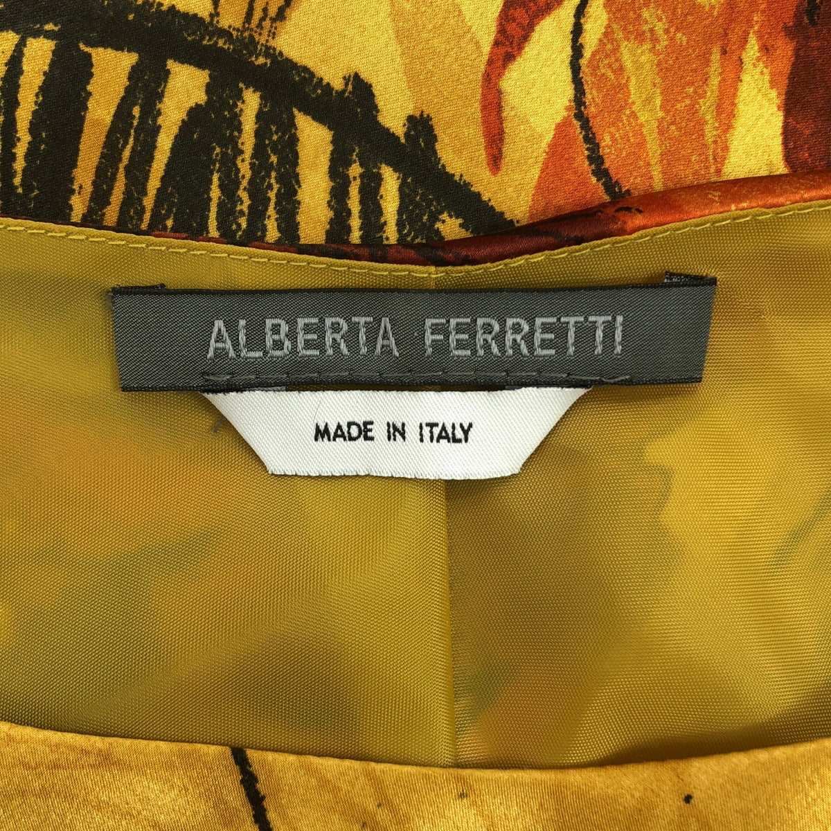 ALBERTA FERRETTI / アルベルタフェレッティ | 総柄 ダーツ ステッチワーク サイドジップ ドレス ワンピース / 総裏地 |