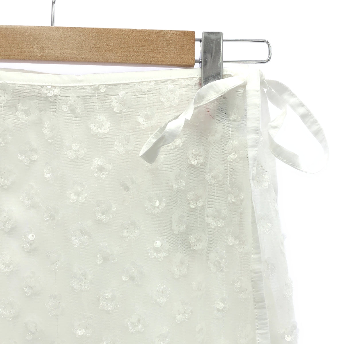【新品】 Maison Special / メゾンスペシャル | 2025SS | Multi Fabric Glitter Flower ラップスカート | F | ホワイト | レディース