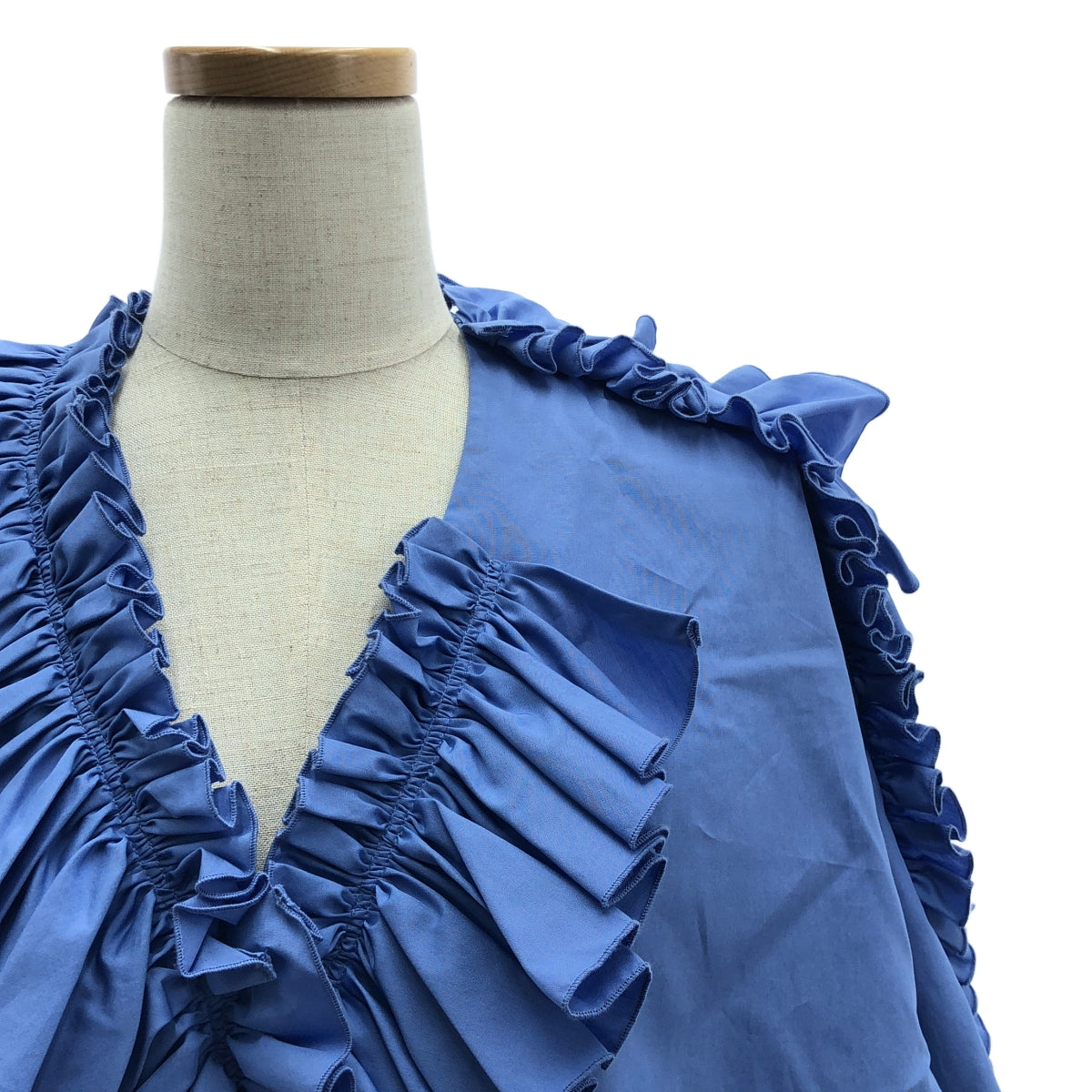 Drawer | Ruffled short sleeve shirt blouse | 36 | Blue | Women's