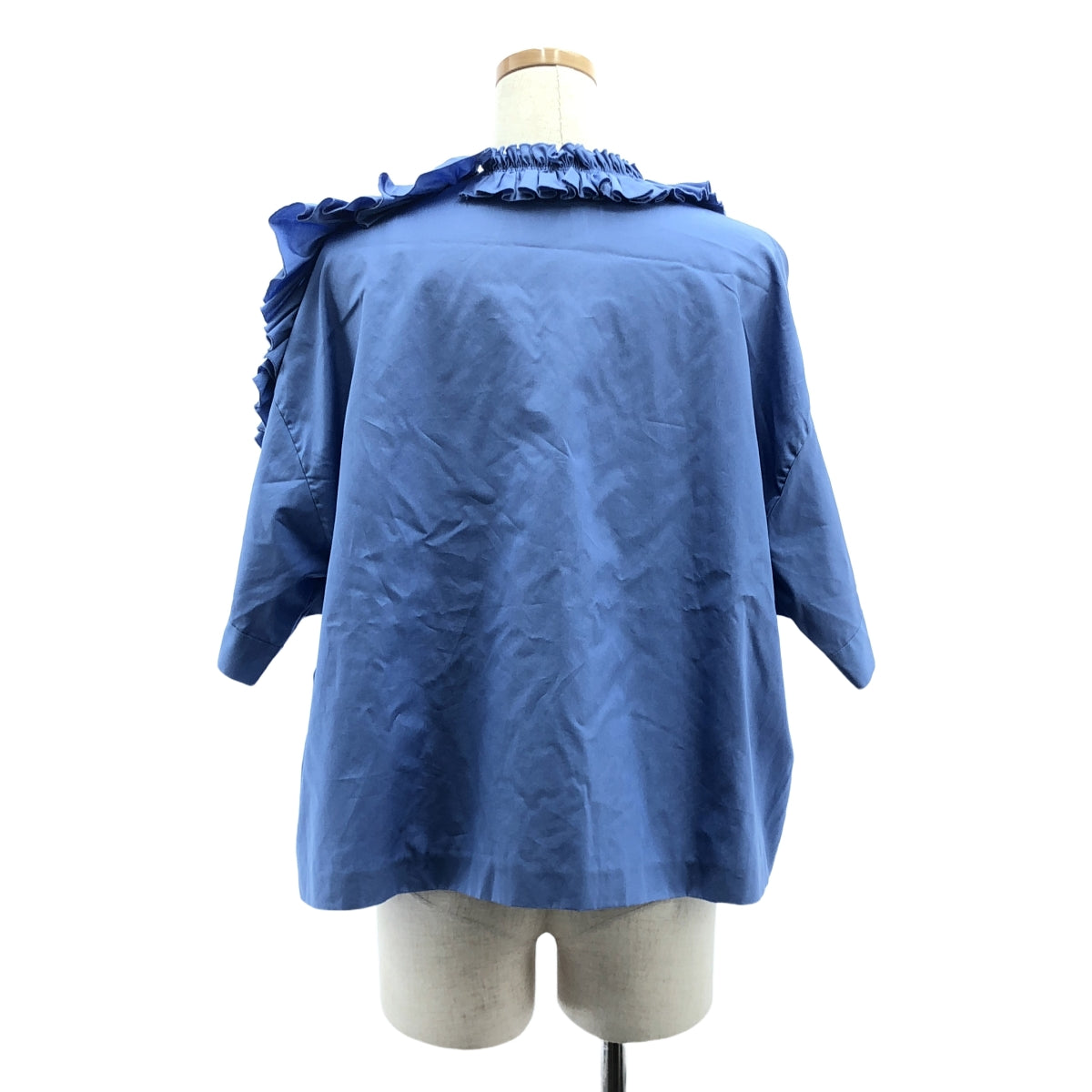 Drawer | Ruffled short sleeve shirt blouse | 36 | Blue | Women's