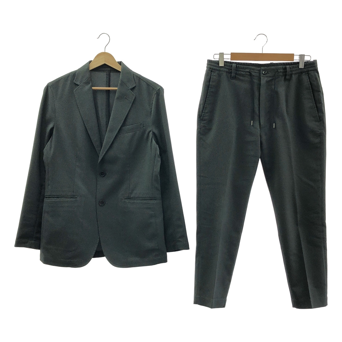 417 EDIFICE | 套裝 / 泡泡紗條紋夾克 / 錐形褲 | S 碼 | 炭灰色 | 男款