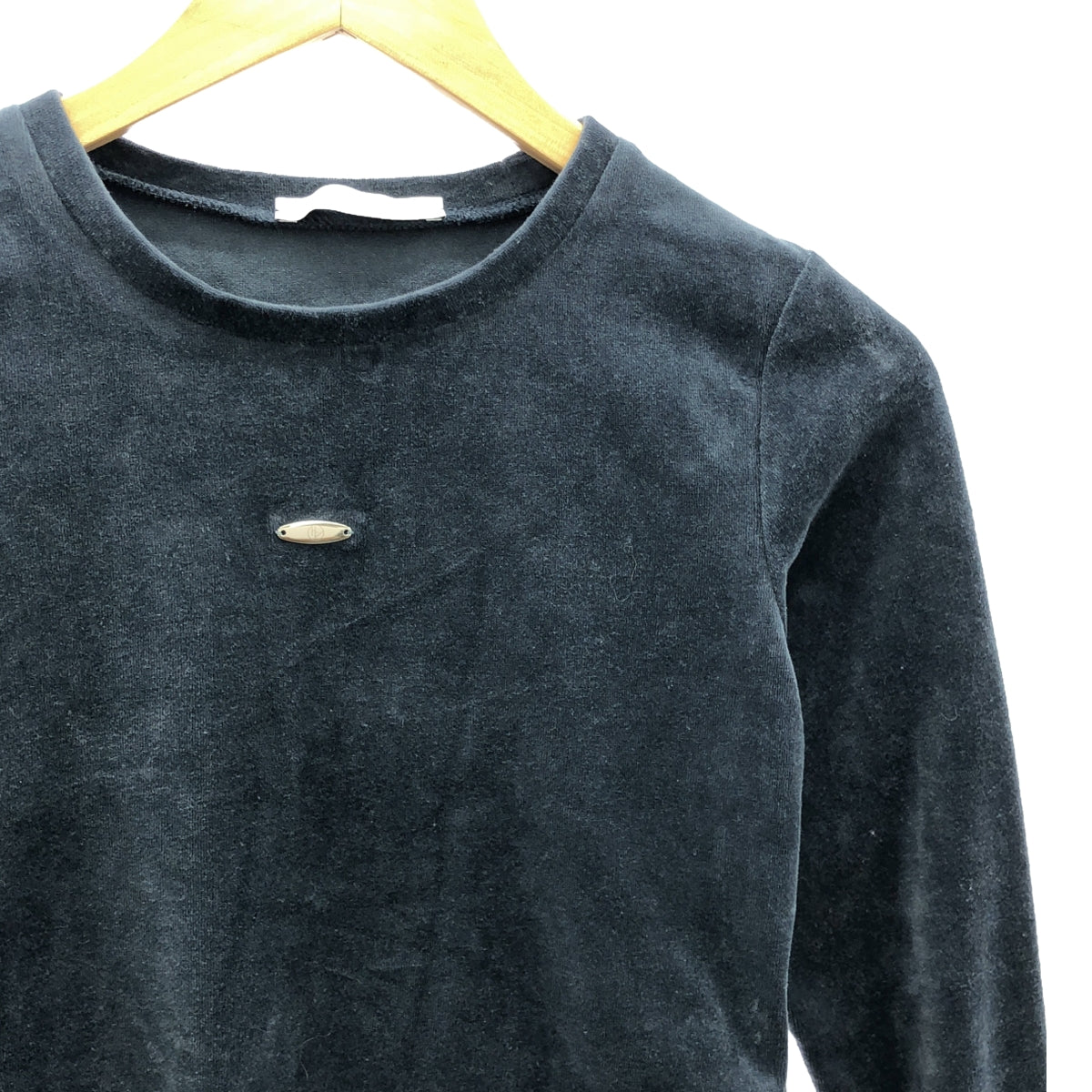 HELK / ヘルク | ベロア クルーネック カットソー | グレー系 | レディース