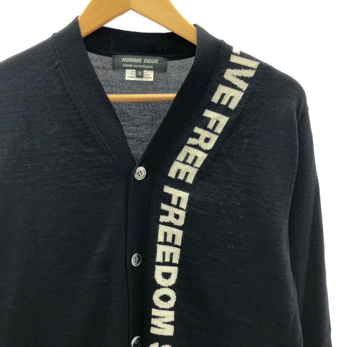 COMME des GARCONS HOMME DEUX | 2021SS | LIVE FREEDOM STRONG WILL / Logo knit cardigan | M | Black | Men's