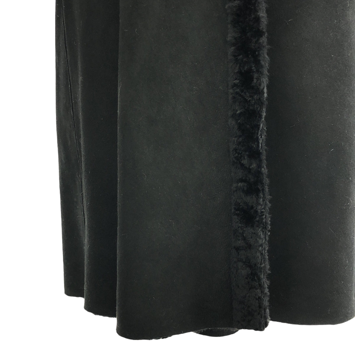 ETNATION | 羊皮毛一體長毛皮連帽外套 | 42 | 黑色 | 女款