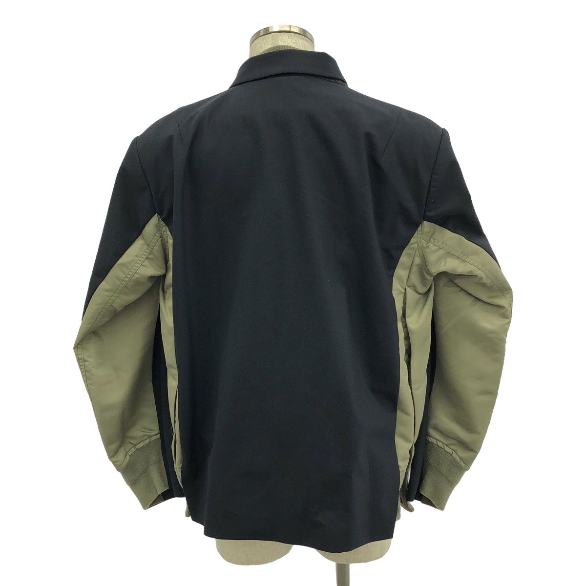 sacai / Sacai | 2023 秋冬 | Suiting x Nylon Twill Jacket / 混合材質對接西裝外套 | 1 |黑色/卡其色|男士
