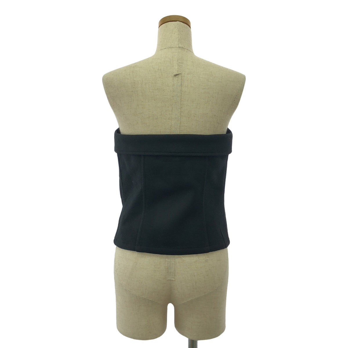 HYKE | 2024AW | WOOL STRAPLESS TOP / Melton wool bustier | 01 | Women's