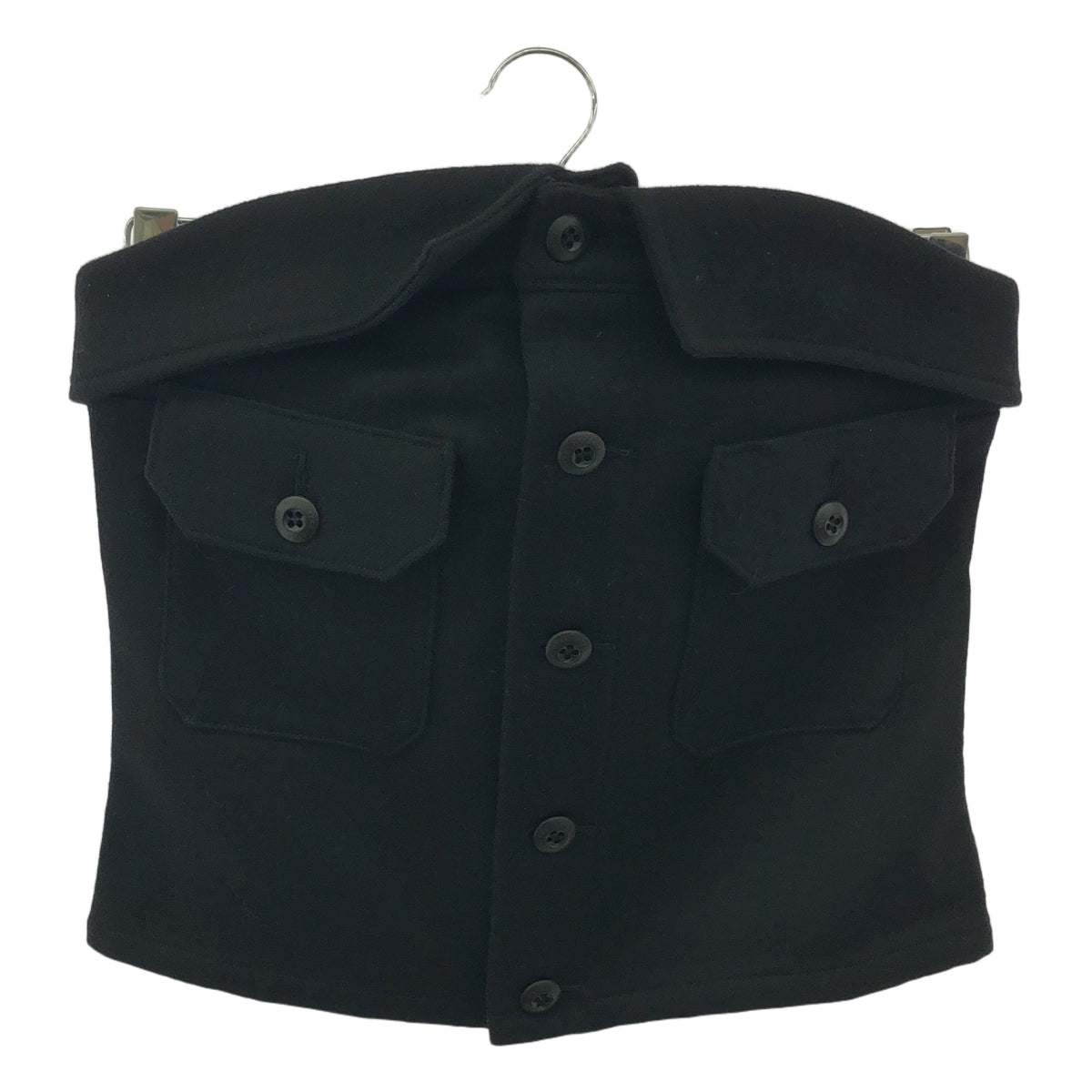 HYKE | 2024AW | WOOL STRAPLESS TOP / Melton wool bustier | 01 | Women's