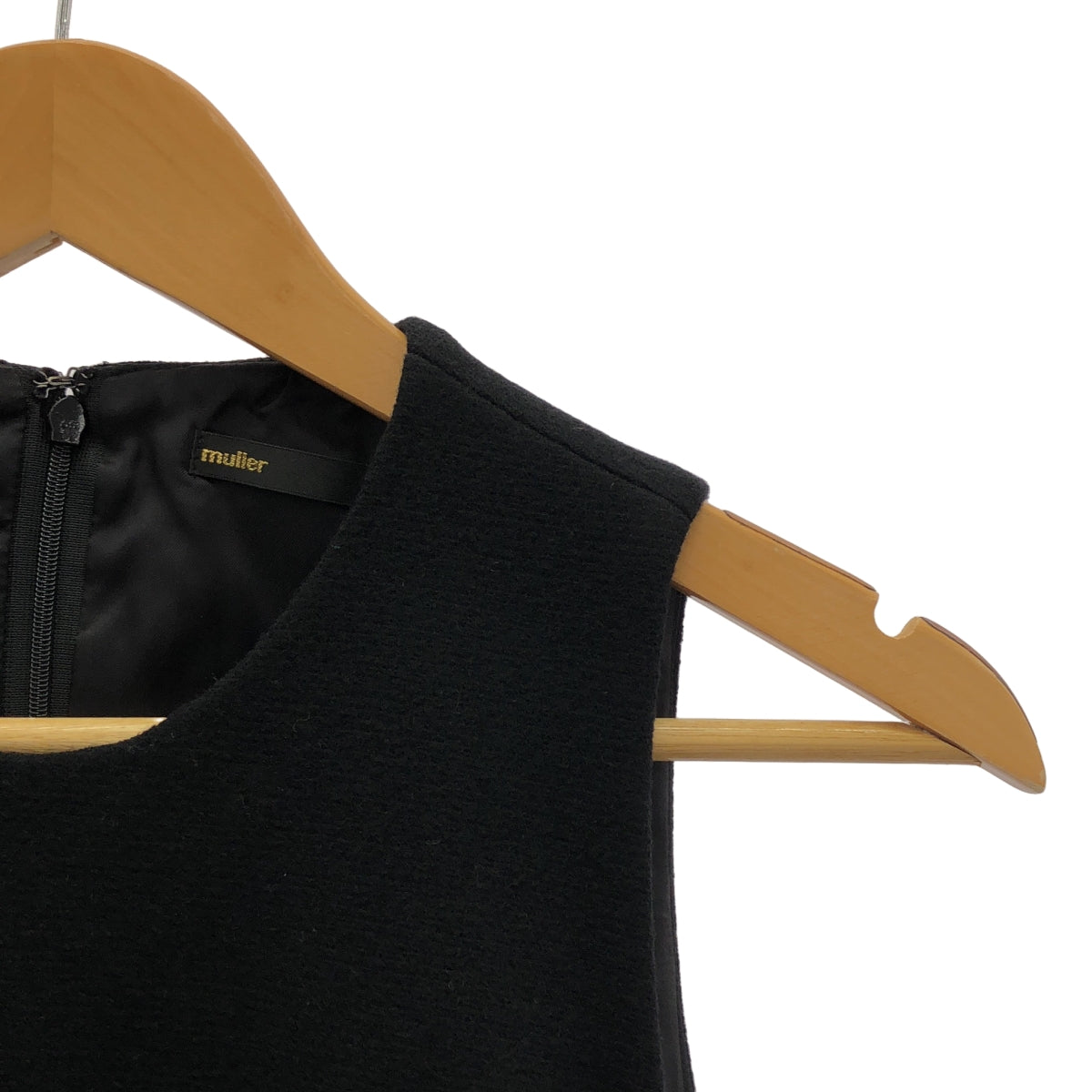 【미품】 muller of yoshiokubo / 뮐러 오브 요시오쿠보 | 울 사이드 버튼 주름 드레스 원피스 | 36 | 블랙 | 여성