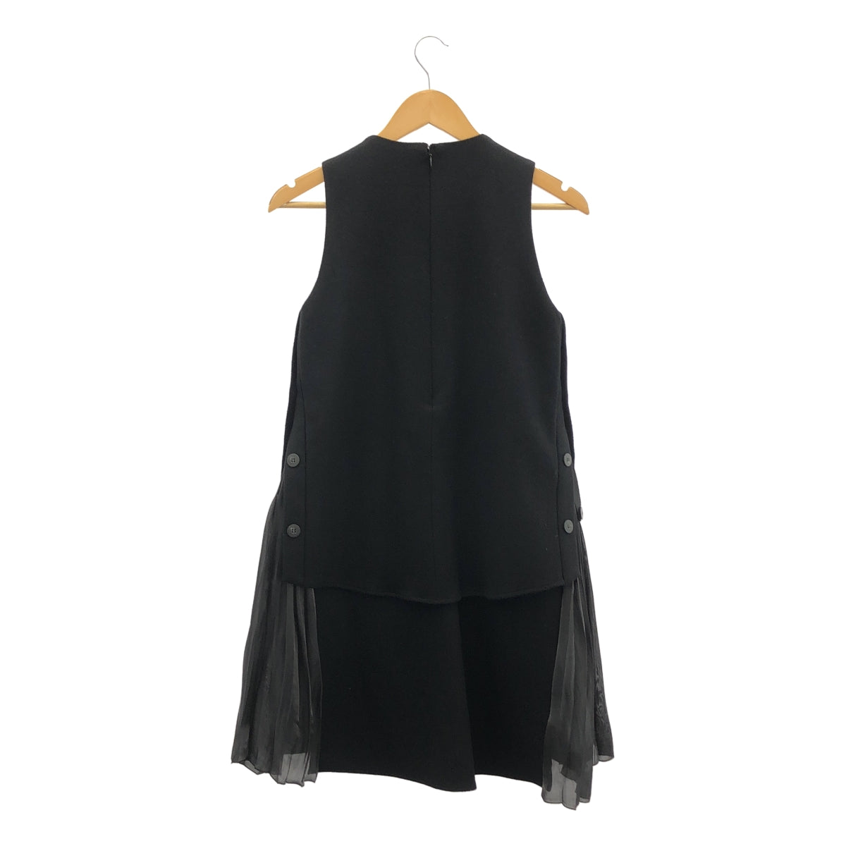 【미품】 muller of yoshiokubo / 뮐러 오브 요시오쿠보 | 울 사이드 버튼 주름 드레스 원피스 | 36 | 블랙 | 여성