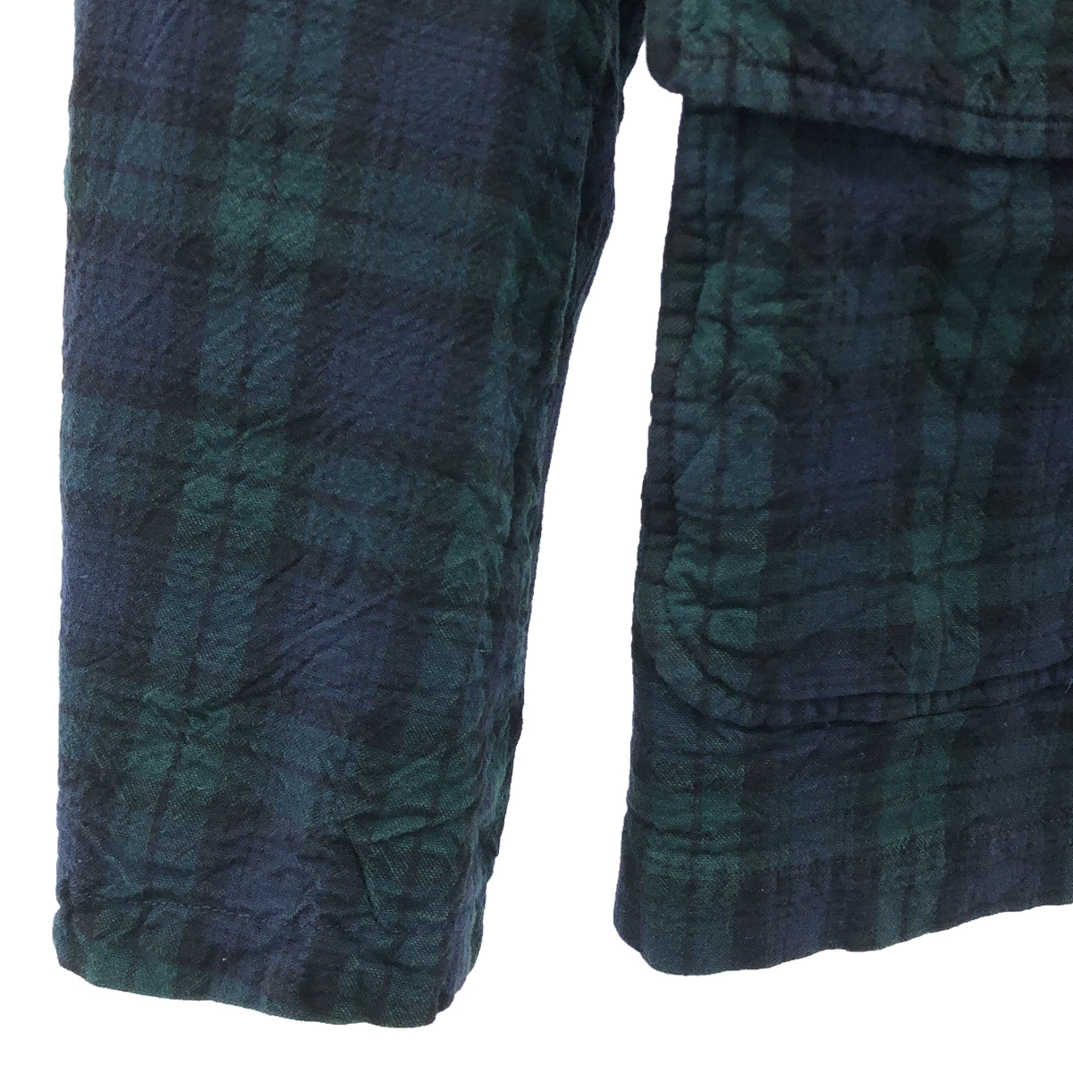 COMME des GARCONS HOMME | 2011SS | Cotton acrylic blend wrinkled check tailored jacket | XS | Green / Navy | Men's