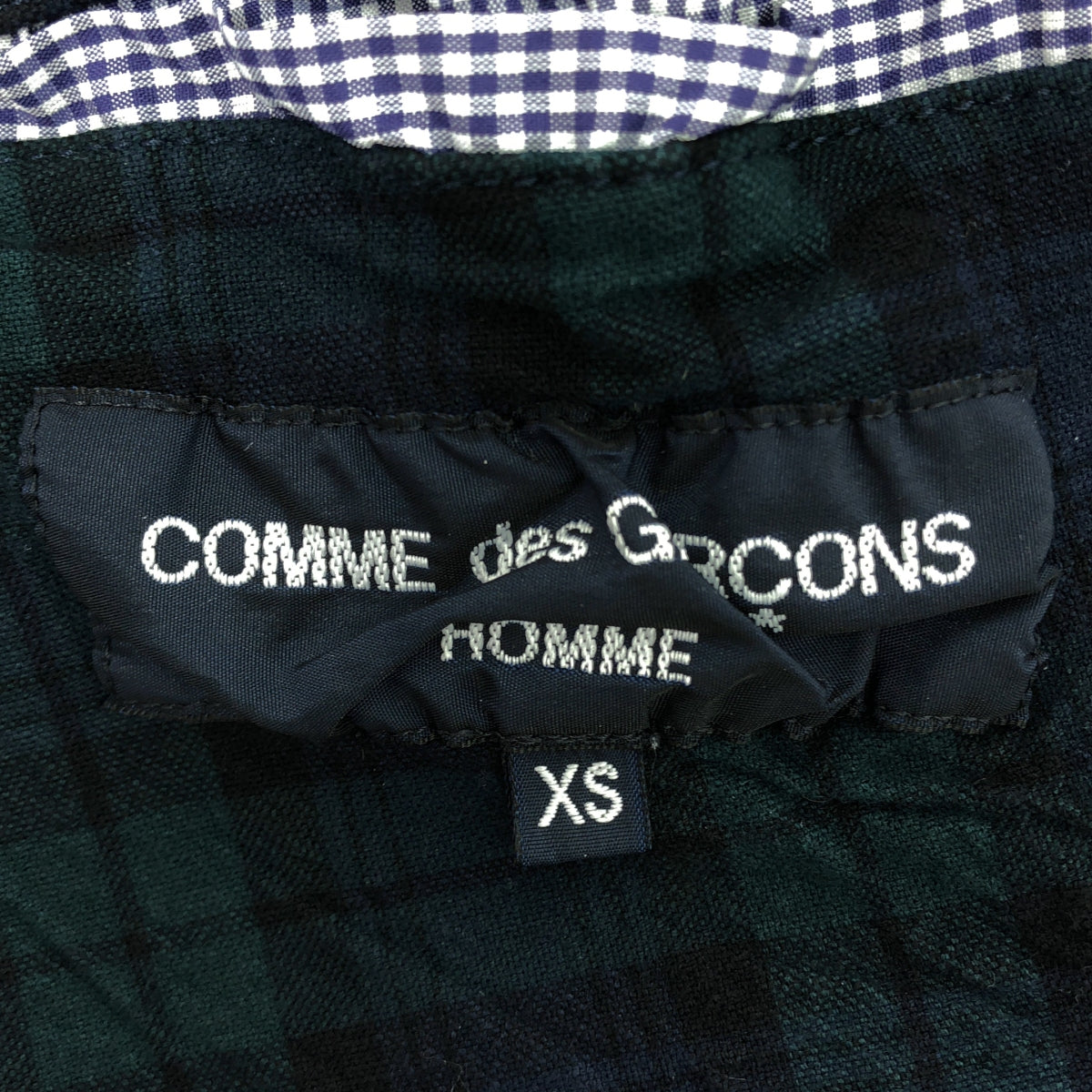COMME des GARCONS HOMME | 2011SS | Cotton acrylic blend wrinkled check tailored jacket | XS | Green / Navy | Men's