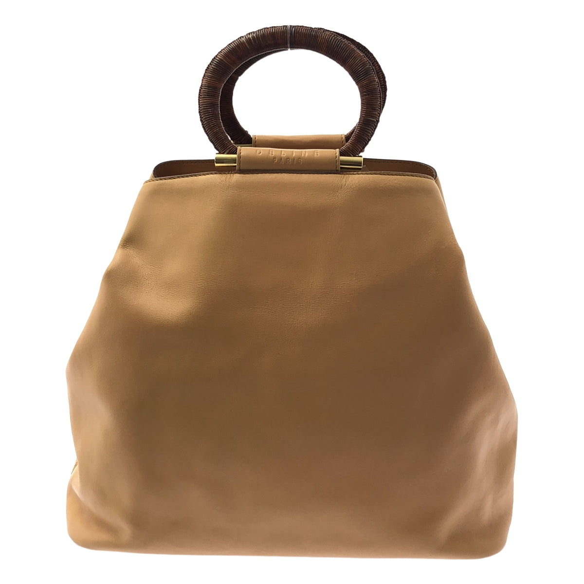 CELINE / セリーヌ | ウッド サークルハンドル レザー トート バッグ | ベージュ | レディース