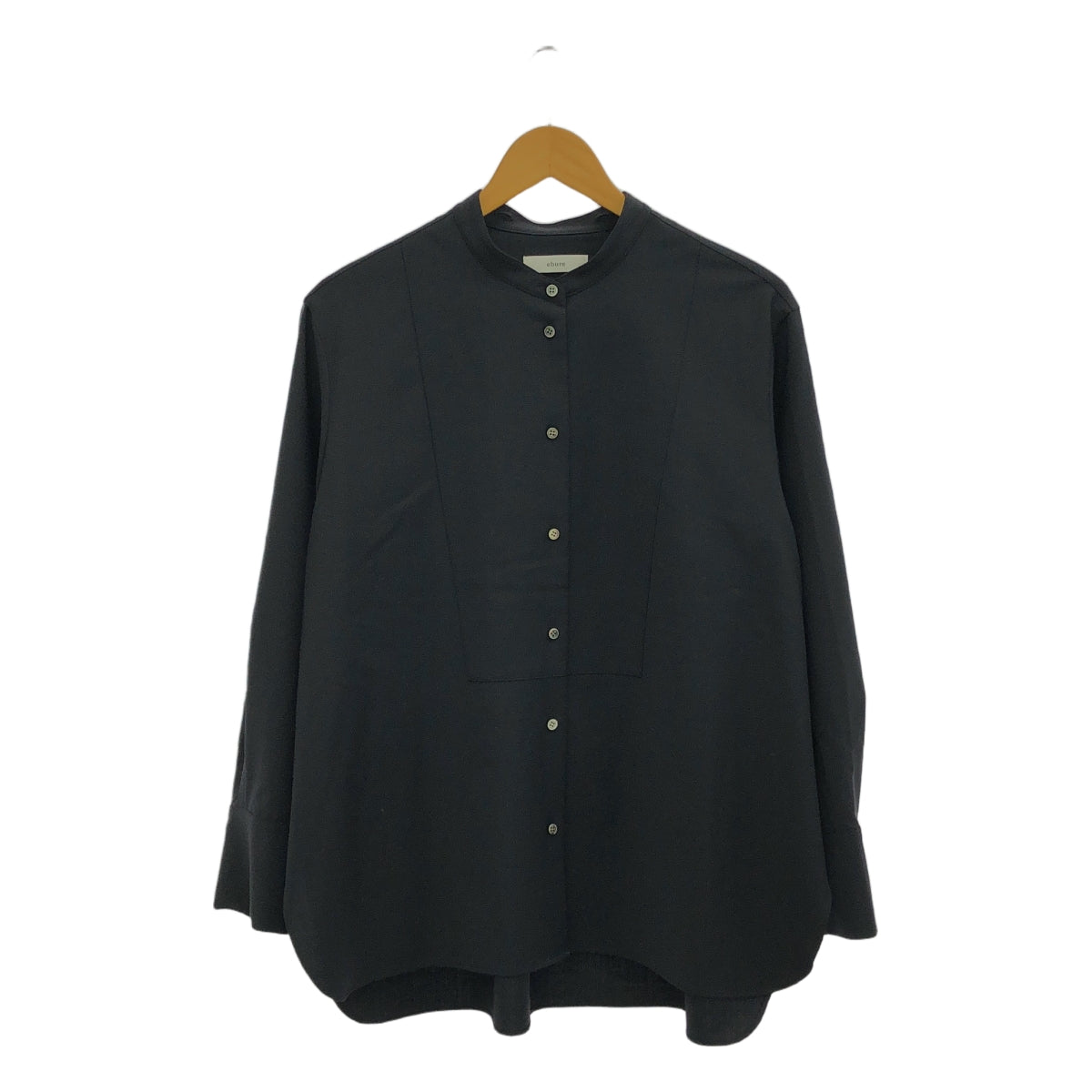 【美品】 ebure / エブール | 2024AW | ブルーム オーバーシャツ ブラウス / 襟着脱可 | 38 | ブラック | レディース