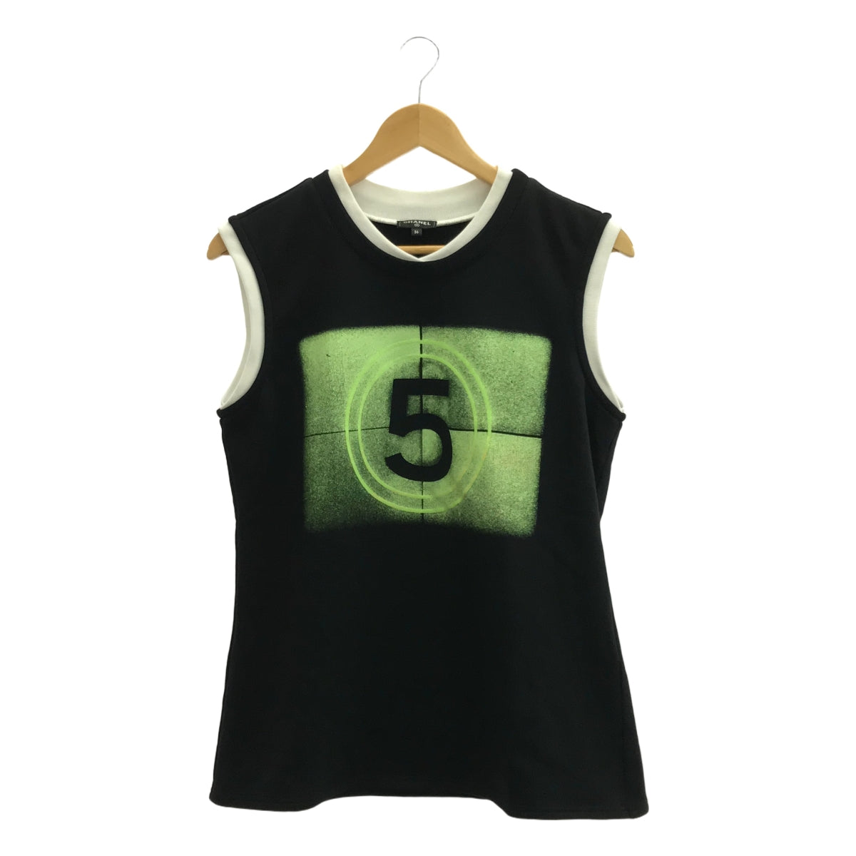 CHANEL | Coco Mark Numbering Layered Rib Sweat Tank Top Cut and Sew | 36 | Women's