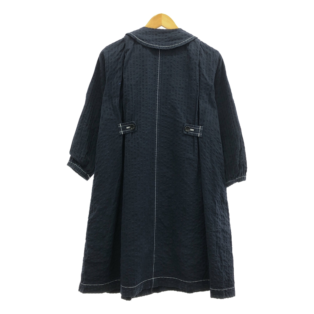 tricot COMME des GARCONS / トリココムデギャルソン | 2011SS | 皺加工 ステッチ 丸襟 シャツワンピース | M | ネイビー | レディース