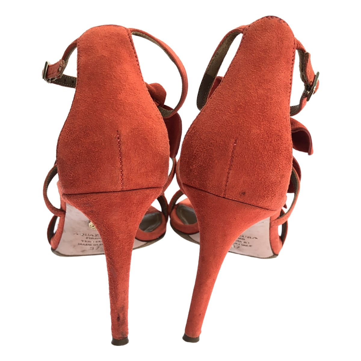 AQUAZZURA | Suede leather ribbon ankle strap sandals | 37 | Women's