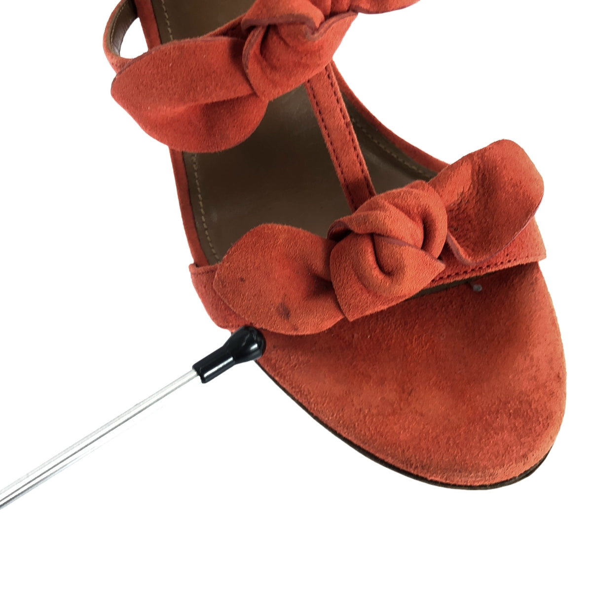 AQUAZZURA | Suede leather ribbon ankle strap sandals | 37 | Women's