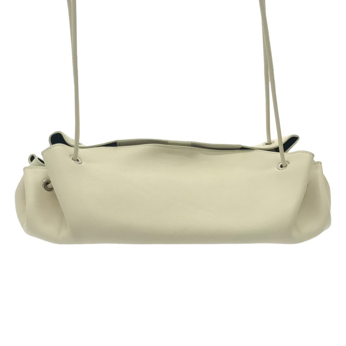 JIL SANDER / ジルサンダー | レザー ドローストリング バッグ 巾着 | アッシュホワイト | レディース