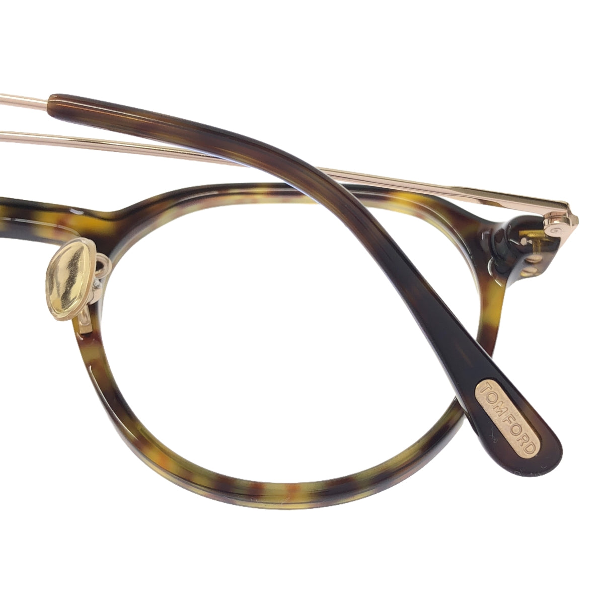 【美品】 TOM FORD / トムフォード | クラウンパント べっ甲 メガネ | 145 | べっ甲 / ゴールド