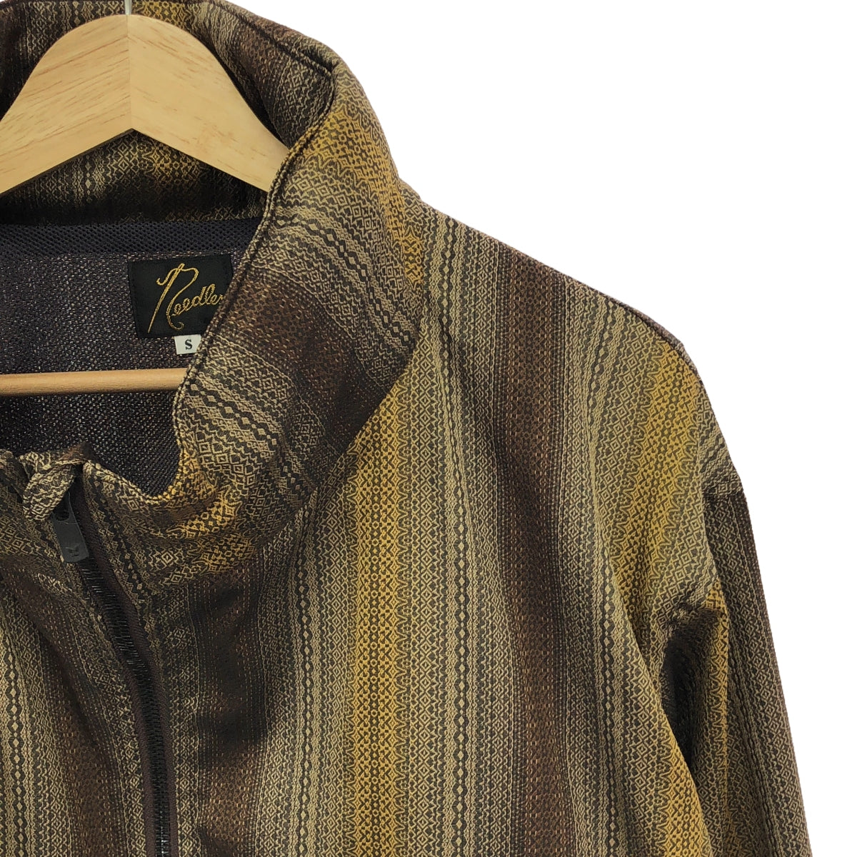 【미품】 Needles / 니들스 | Hooded Sur Coat / 자카드 푸드 코트 / 총 안감 | S | 옐로우/브라운계 | 남성
