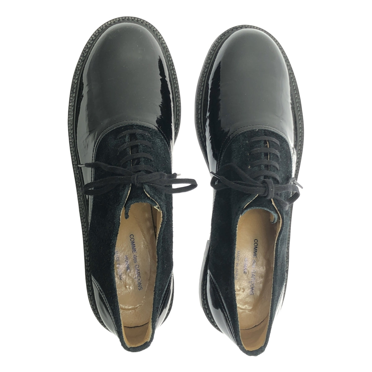 COMME des GARCONS HOMME | 90s Tanaka Homme suede and patent leather saddle shoes | Size 26 | Men's