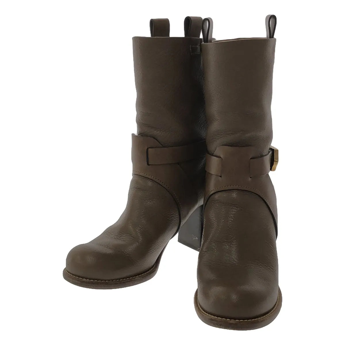 18万円　美品　クロエ　CHLOE ブーツ 靴 サイズ　36ハーフ Chloe / クロエ | ベルト レザー ショートブーツ / チャンキーヒール