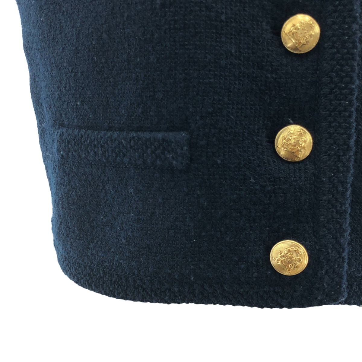 CELINE / セリーヌ | CROPPED VEST IN WOOL クロップド ベスト ジレ | M | ネイビー | レディース