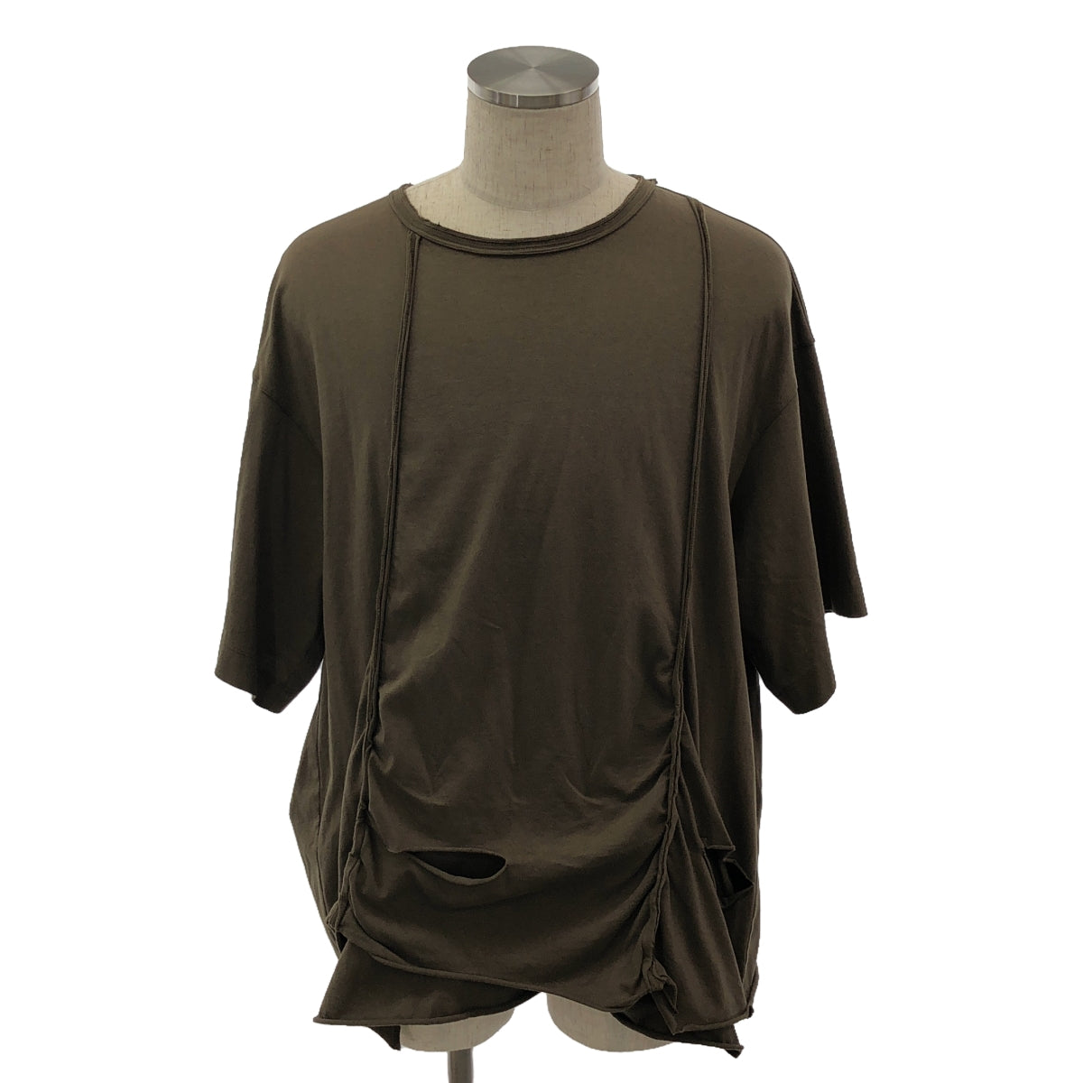 ziggy chen / ジギーチェン | 2024SS | Draped Cotton T-shirt / インサイドアウト レイヤード オーバー Tシャツ カットソー | 46 | メンズ