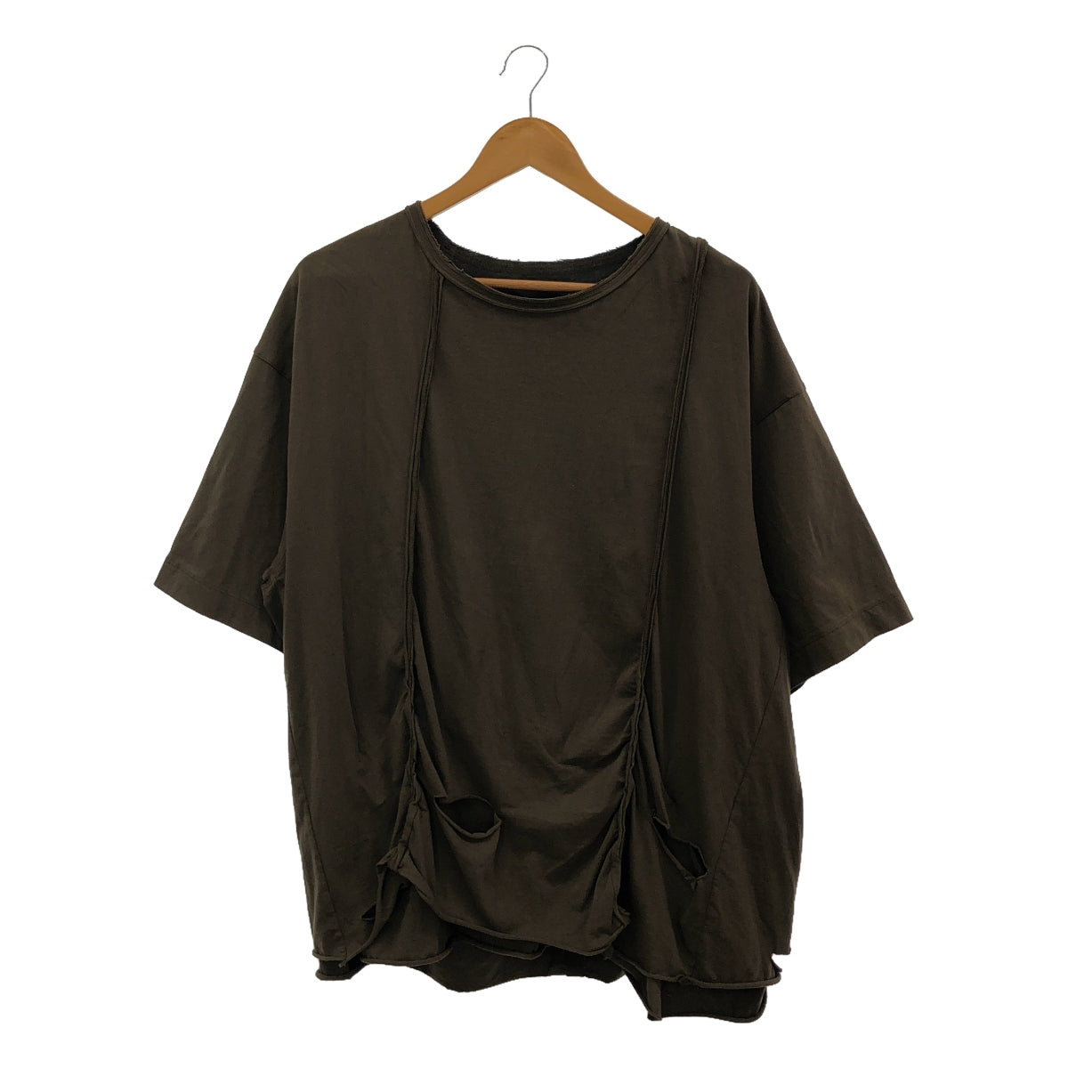 ziggy chen / ジギーチェン | 2024SS | Draped Cotton T-shirt / インサイドアウト レイヤード オーバー Tシャツ カットソー | 46 | メンズ