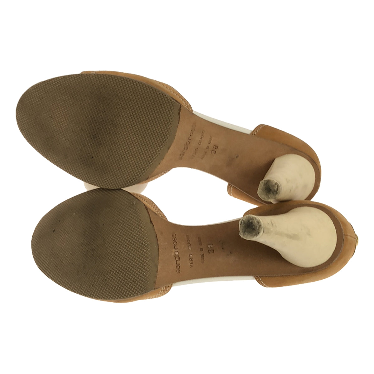 sergio rossi / Sergio Rossi | Bicolor Ribbon Heel Sandals | 38 | Brown / White | Women's