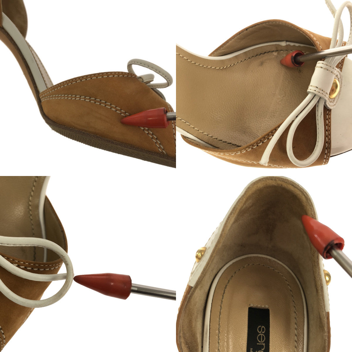 sergio rossi / Sergio Rossi | Bicolor Ribbon Heel Sandals | 38 | Brown / White | Women's
