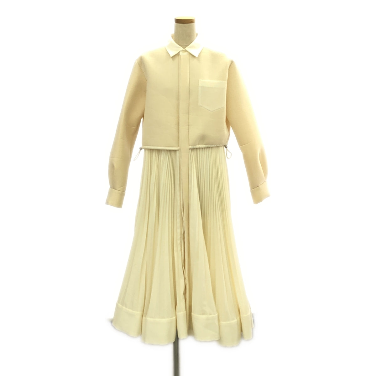 【美品】  sacai / サカイ | 2023AW | Suiting Bonding Dress  / ボンディング プリーツ ドレス ワンピース | 2 | エクリュ | レディース