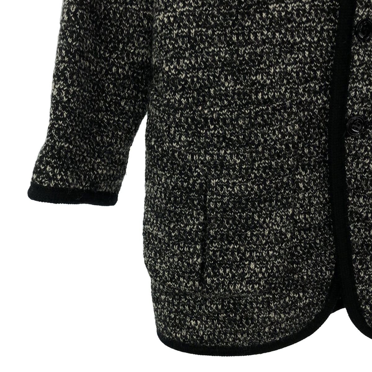 beautiful people / ビューティフルピープル | ウール混 ツイード パイピング テーラード ニットジャケット | 34 | ブラック / ホワイト | レディース