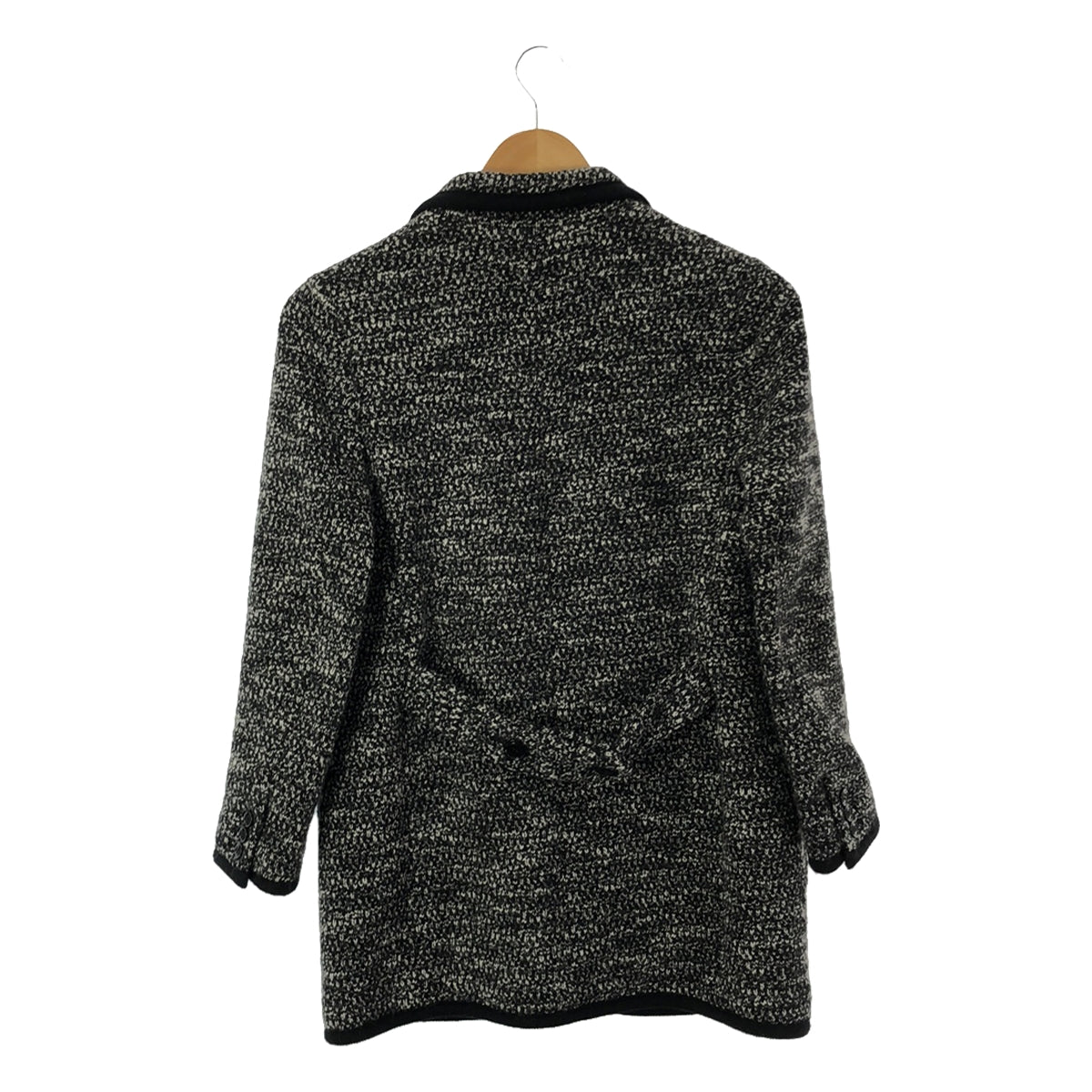 beautiful people / ビューティフルピープル | ウール混 ツイード パイピング テーラード ニットジャケット | 34 | ブラック / ホワイト | レディース