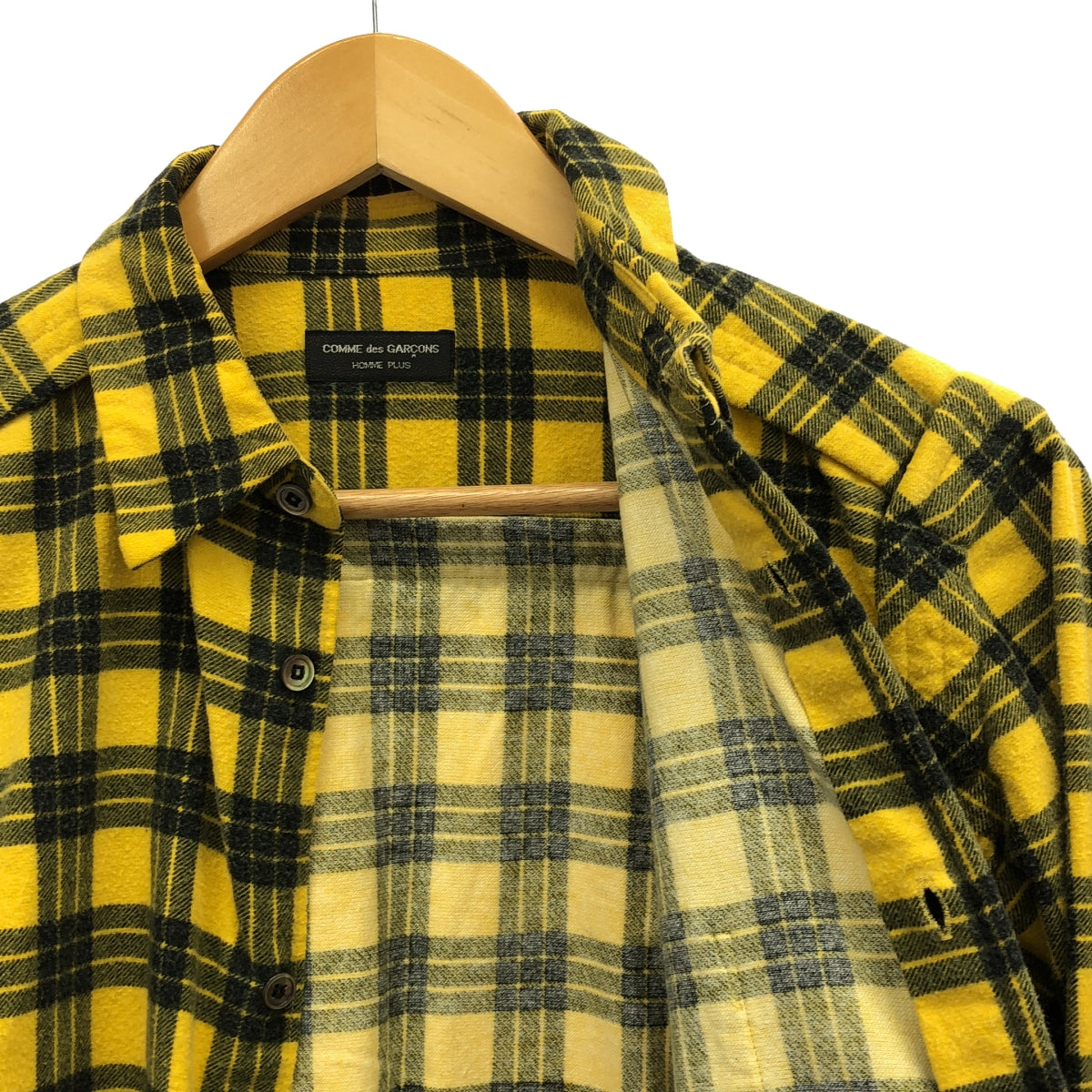 COMME des GARCONS HOMME PLUS | 90s~ / AD1998 | Cotton flannel check inside-out fly front shirt | Yellow/Black | Men's