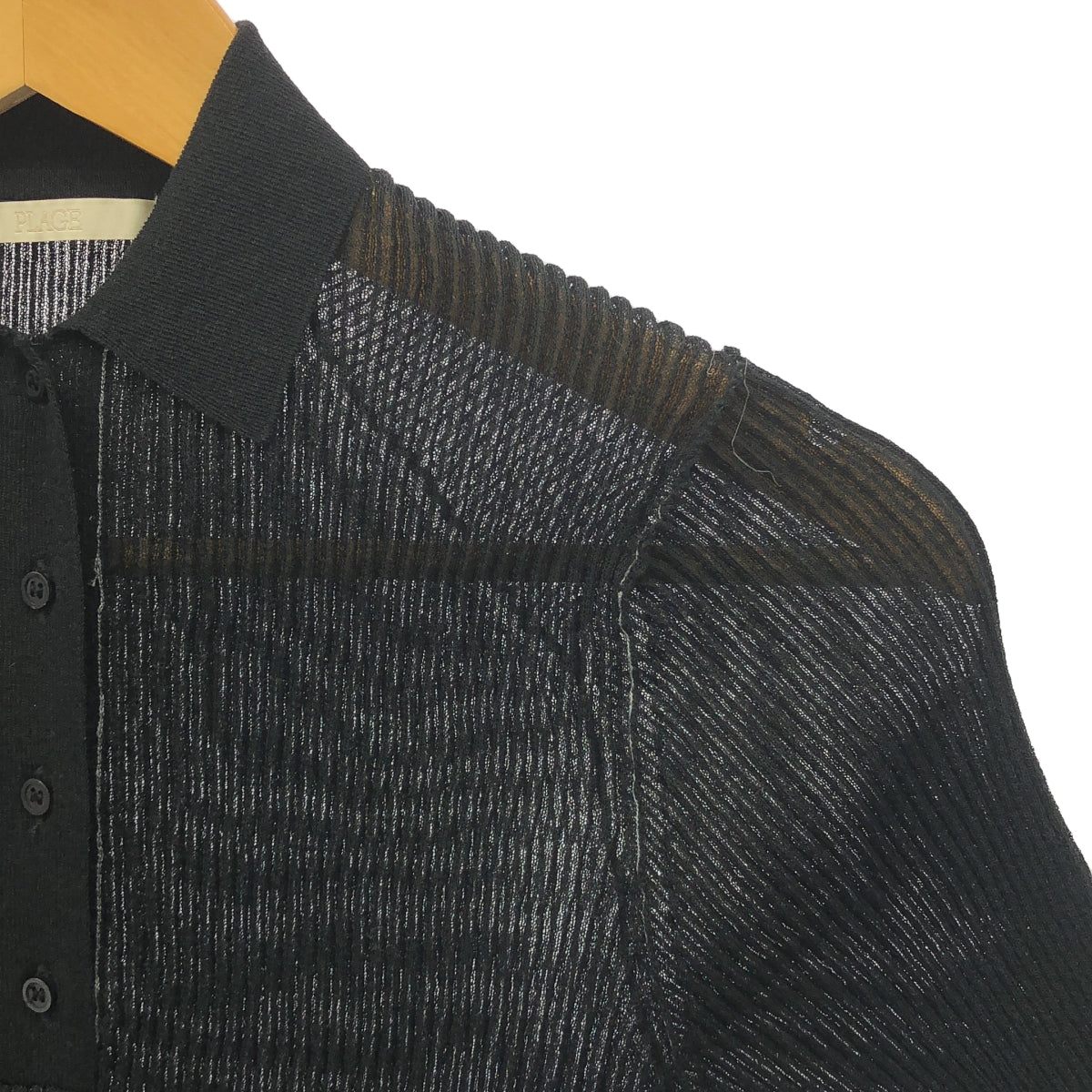 【美品】 Plage / プラージュ | 2024SS | SHEER RIB POLO / ポロ ニット セーター | F | ブラック | レディース
