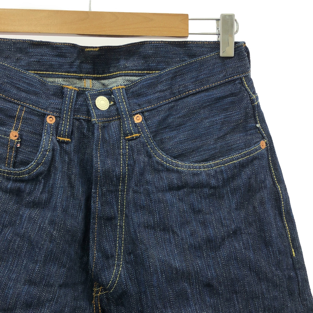 【美品】 STUDIO D'ARTISAN / ステュディオ・ダ・ルチザン | D1833 / 阿波正藍染法 レザーパッチ セルビッチ デニムパンツ | 32 | インディゴ | メンズ