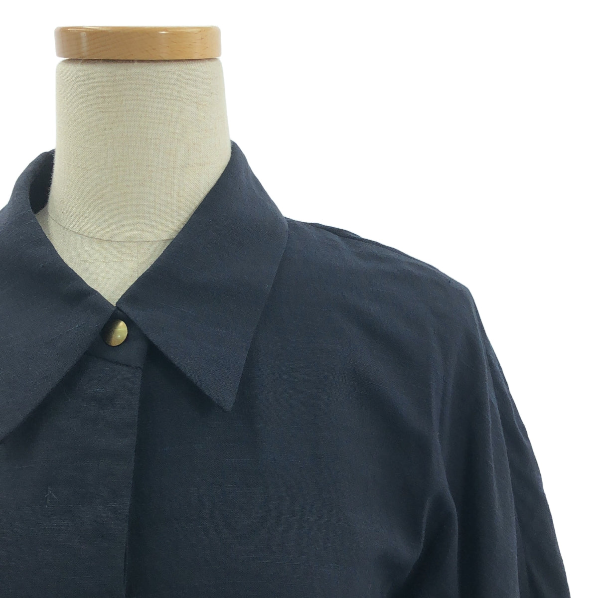 Mame Kurogouchi / マメクロゴウチ | 2022SS | Viscose Hemp Shirtdress バックベルト ヘンプ シャツドレス ワンピース | 2 | ネイビー | レディース
