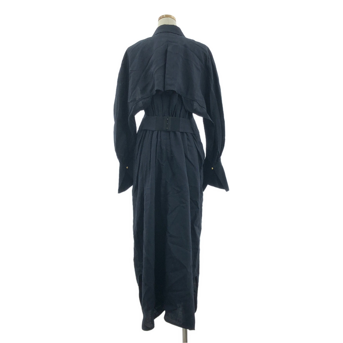 Mame Kurogouchi / マメクロゴウチ | 2022SS | Viscose Hemp Shirtdress バックベルト ヘンプ シャツドレス ワンピース | 2 | ネイビー | レディース