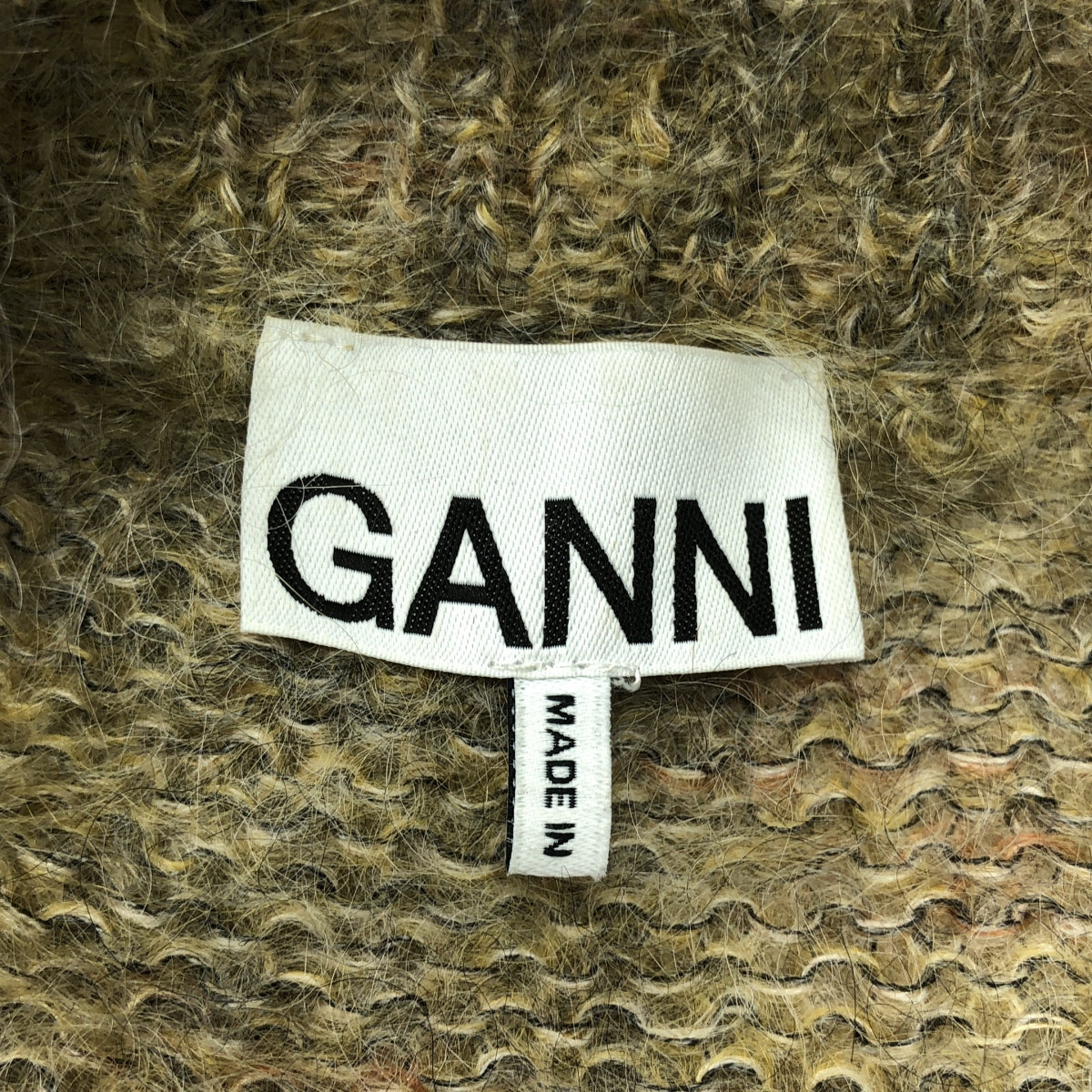 Ganni / ガニー | Brushed Mohair Cardigan / モヘヤ ウール ロゴ 金ボタン ニット カーディガン | S | レディース