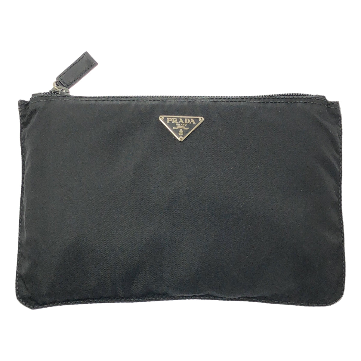 ✨未使用展示品✨　PRADA ポーチ　三角プレート　トライアングル　ナイロン 中古・古着通販】PRADA (プラダ) Leather Prada Triangle pouch