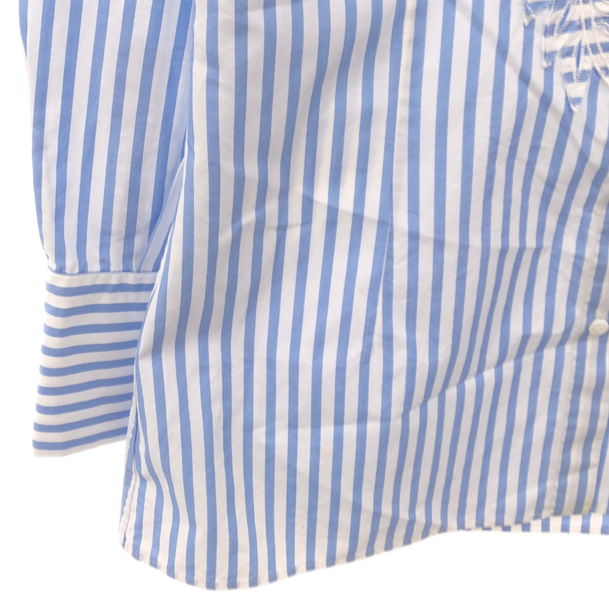 ERMANNO SCERVINO / エルマンノシェルヴィーノ | ストライプ レース バンドカラーシャツ | 42 | ブルー/ホワイト | レディース