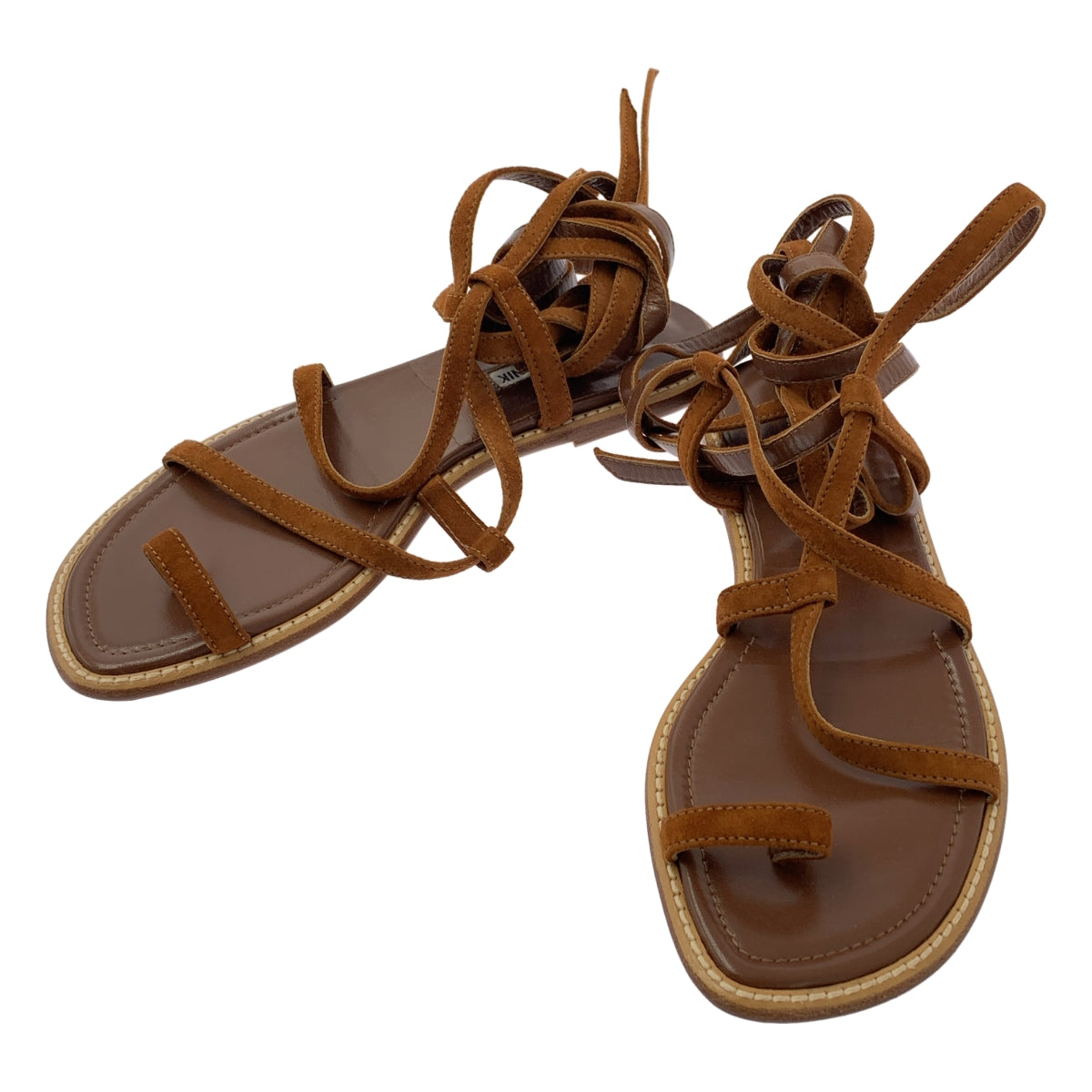 マノロブラニク　　レースアップサンダル MANOLO BLAHNIK / マノロブラニク | フラット レザーレースアップ