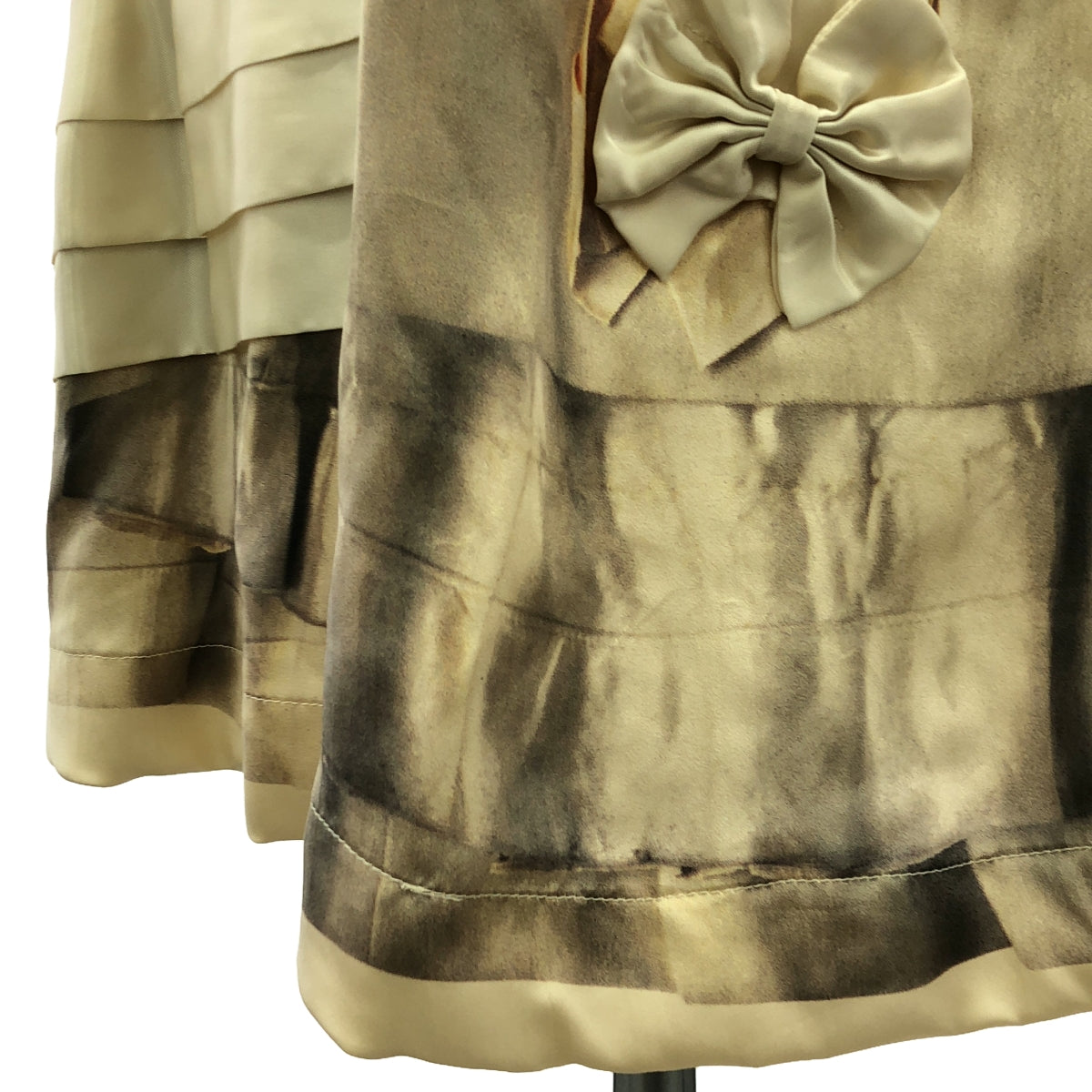 COMME des GARCONS / コムデギャルソン | 2005AW | silk 100% / シルク 総柄 フリル装飾 カットアウト ドレス ワンピース | M | レディース