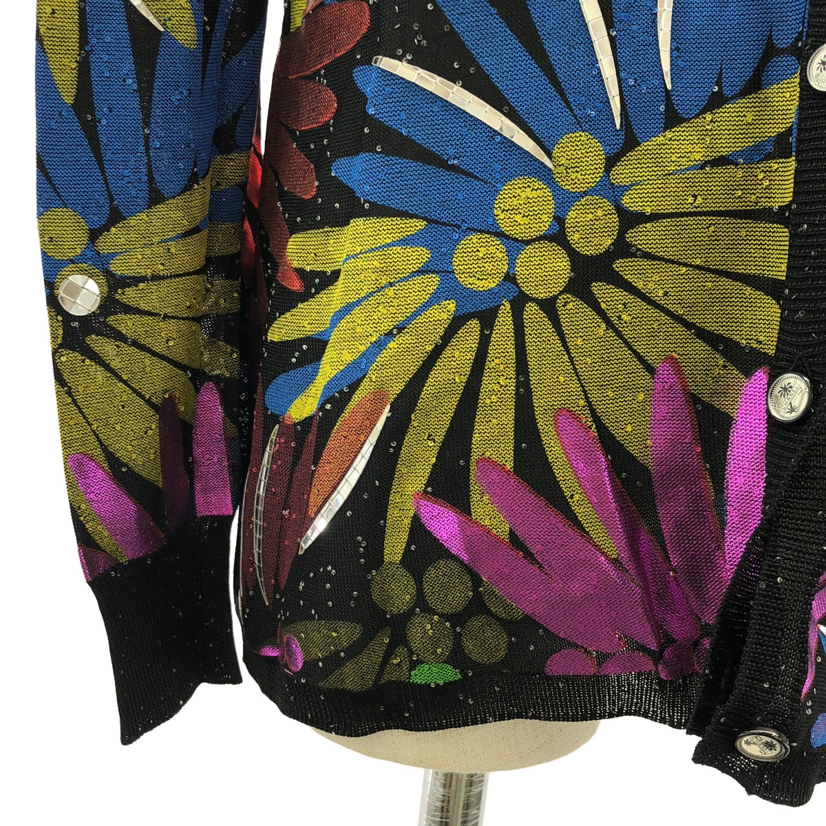 CHANEL | MULTICOLOR CC LOGO EMBELLISHED CARDIGAN | Beaded knit cardigan | Size 36 | Women's
