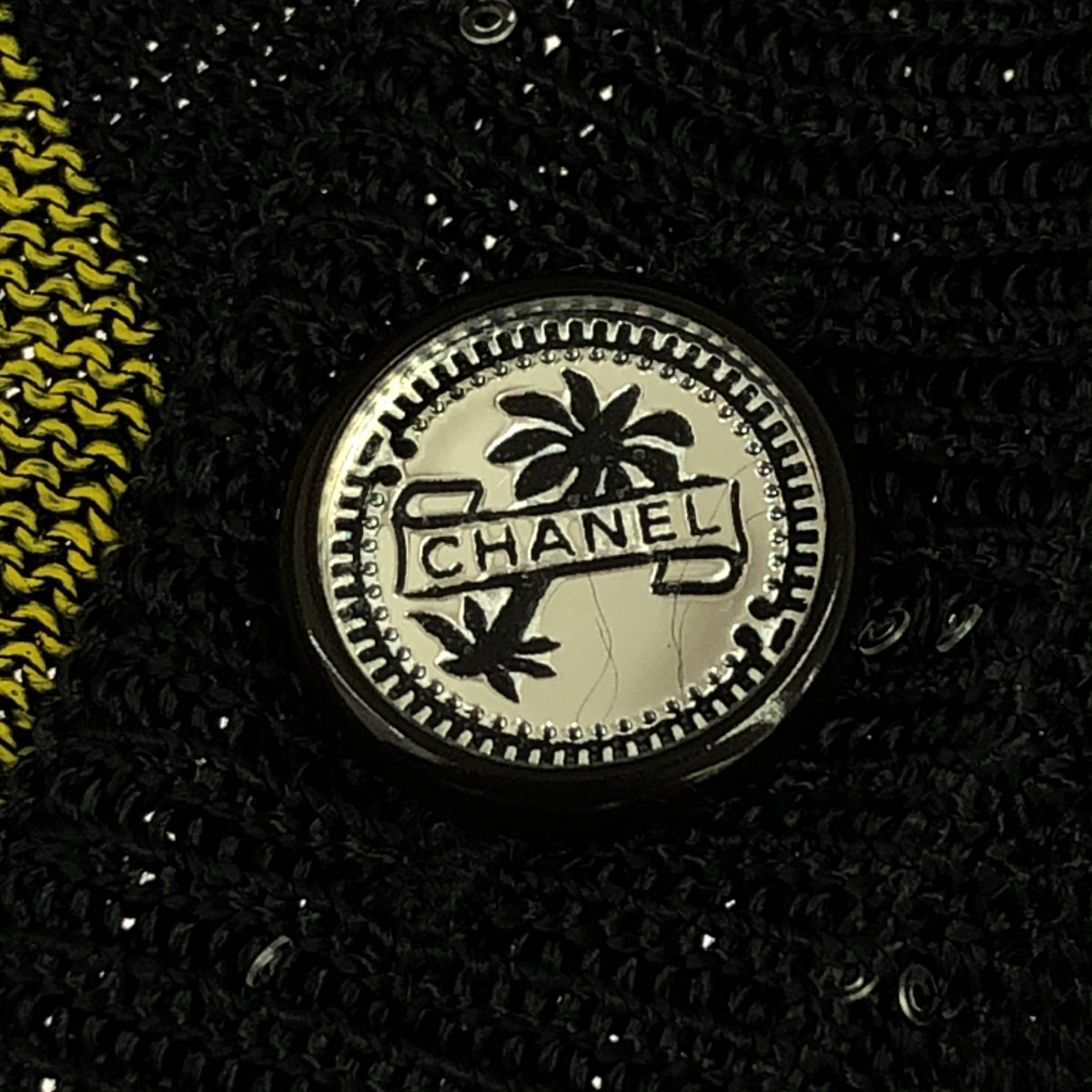 CHANEL | MULTICOLOR CC LOGO EMBELLISHED CARDIGAN | Beaded knit cardigan | Size 36 | Women's