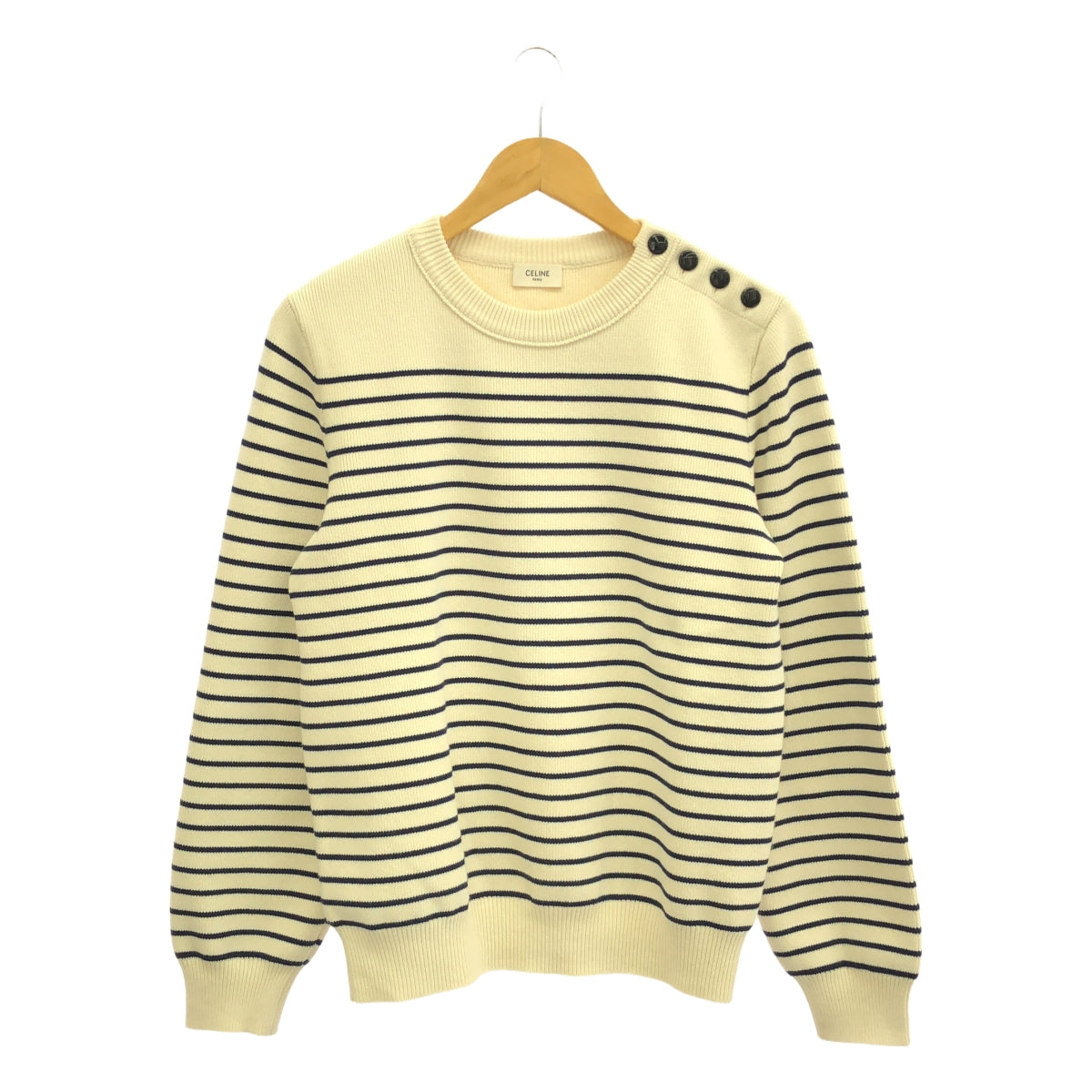 CELINE / 셀린느 | Marine Sweater Cotton 숄더 버튼 코튼 니트 마린 스웨터 | M | 남성